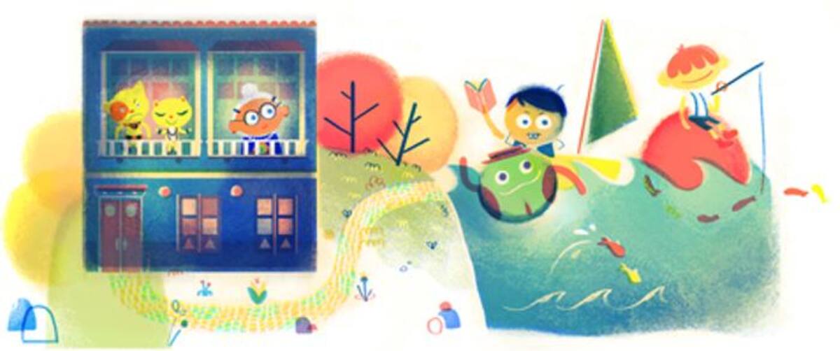 Doodle de los 180 años del nacimiento de Rafael Pombo. Imágen de Google.