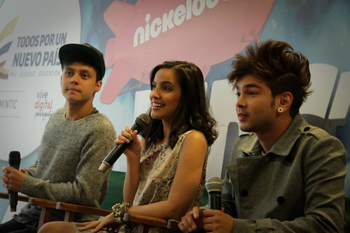 Presentadores oficiales de los Kids Choice Awards Colombia. En la foto de izq. a dere. Mario Ruiz, María Gabriela de Faría y Juan Pablo Jaramillo COLPRENSA