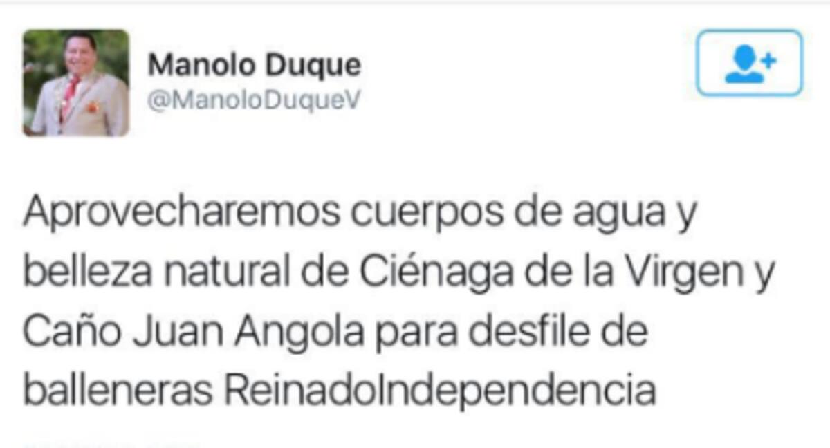 El alcalde Manolo Duque hizo el anuncio vía Twitter. Cortesía