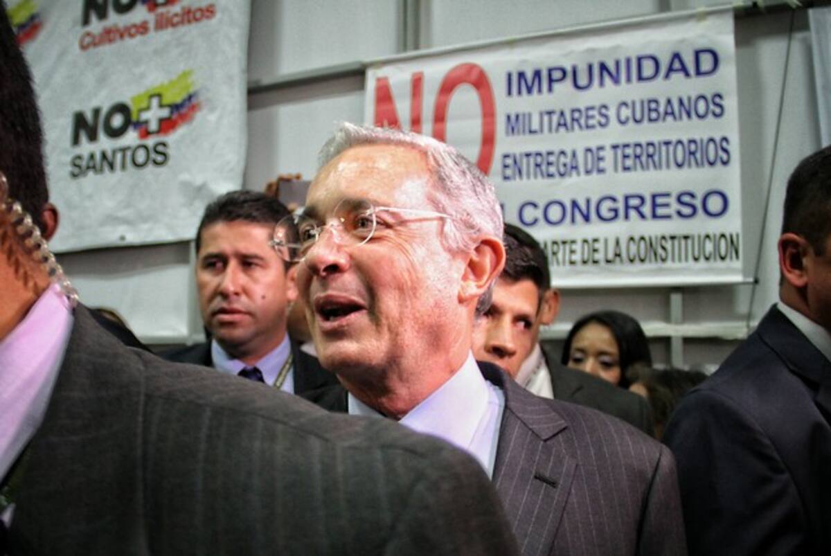 En el G12 en la ciudad de Bogotá, el Centro Democrático hizo el lanzamiento de la campaña por el No al plebiscito por la Paz. En la foto el senador Álvaro Uribe Velez. Colprensa