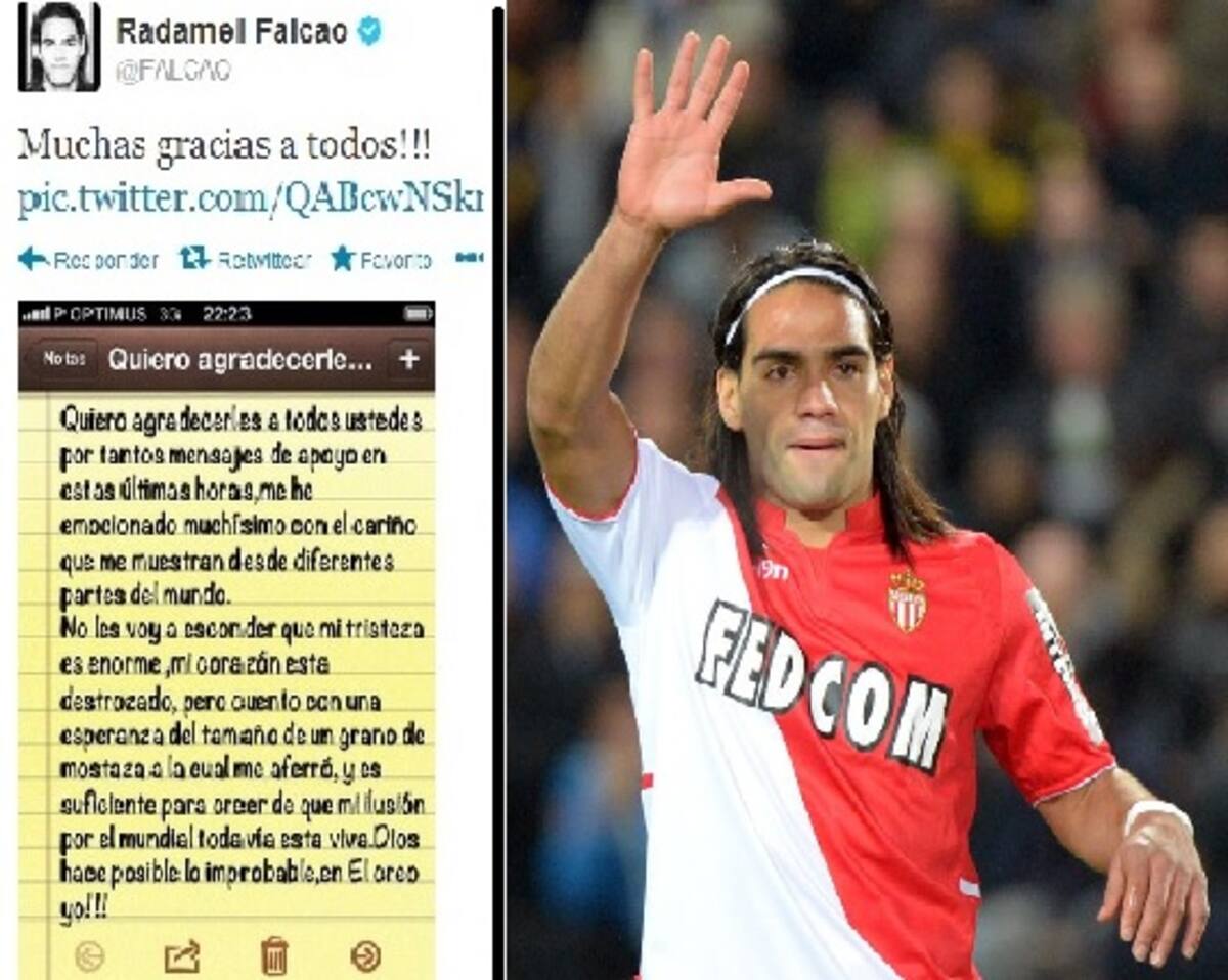 Falcao García agradeció en su cuenta de Twitter.