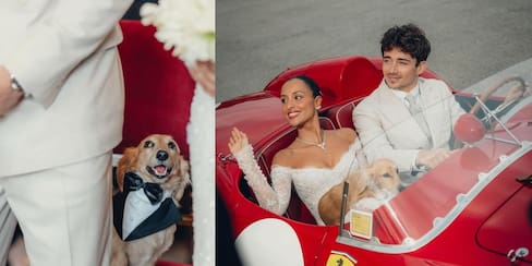 Leo, el perrito que se robó miradas en la boda de Charles Leclerc y Alexandra Saint