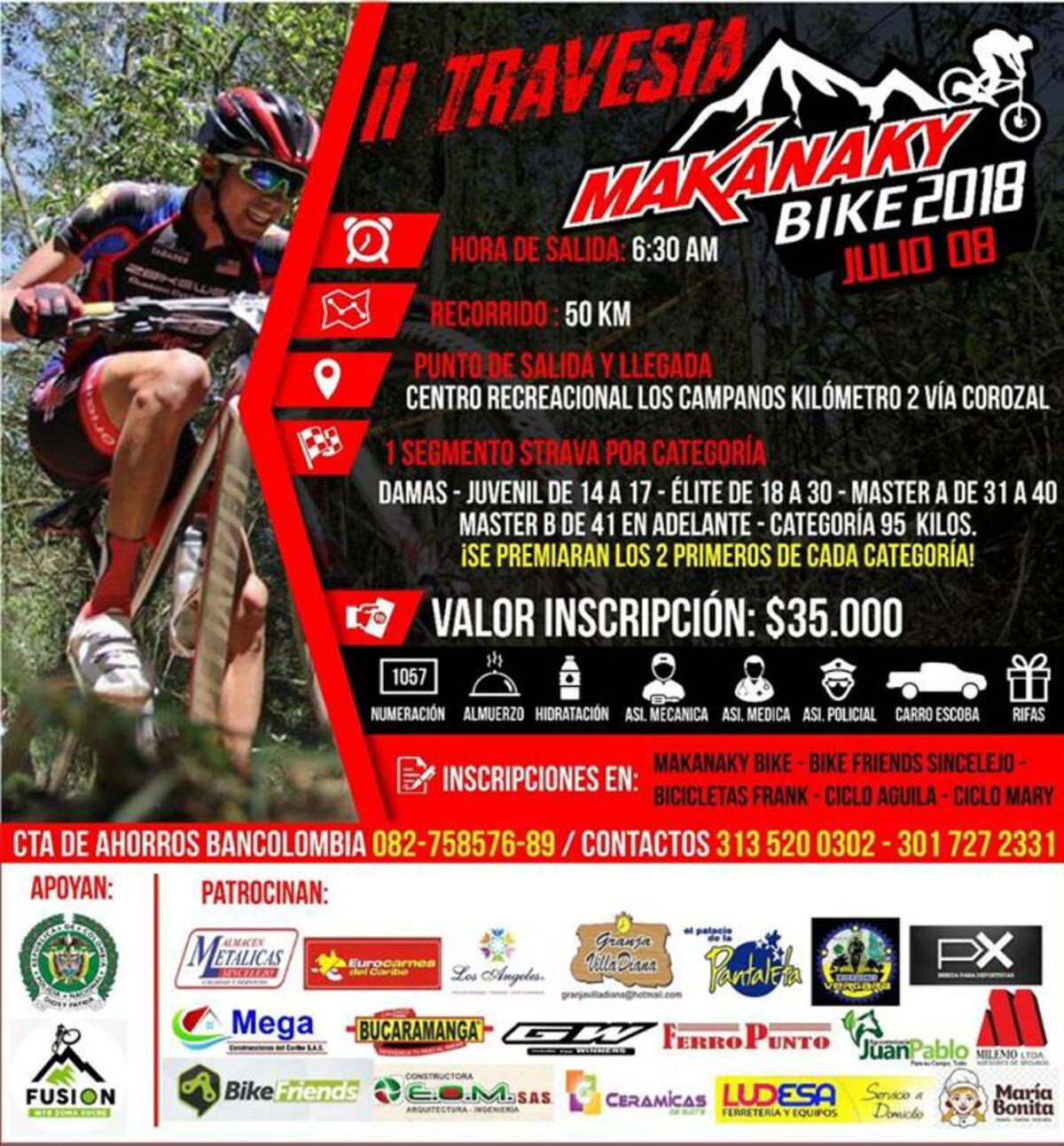 El evento de carácter recreativo ofrecerá una ruta corta de 34 kilómetros con cinco puntos de hidratación. Cortesía.