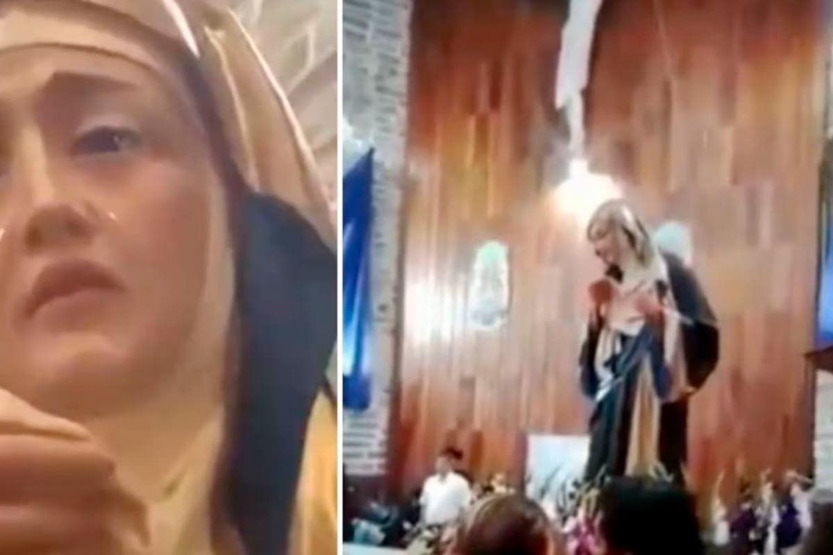 Video: captan momento en que, al parecer, estatua de la Virgen María llora