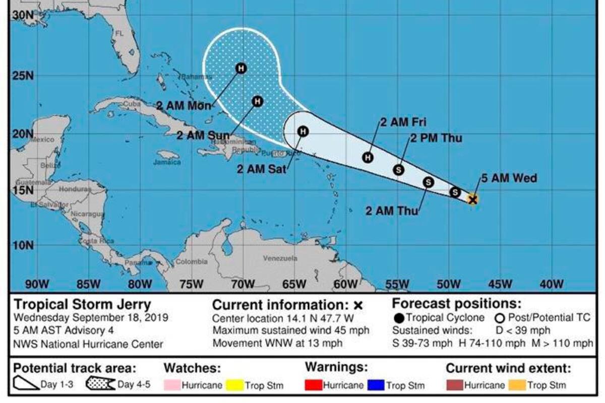 Jerry, cerca de convertirse en huracán mientras Humberto se dirige al noreste