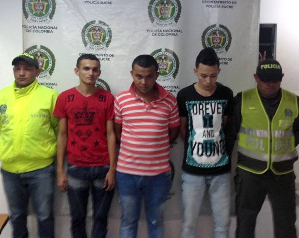 Víctor Antonio Rodríguez Sierra, alias “Manito”; Luis Arturo Hernández Ortega, alias “Junior” y Kevin Rodríguez, alias “Kevin Cabeza”, cuando fueron capturados.