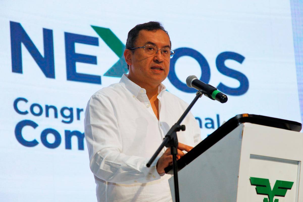 Alfonso Prada, ministro del Interior, interviene en la apertura del Congreso Nacional de Comerciantes, en Las Américas. //Aroldo Mestre - EU