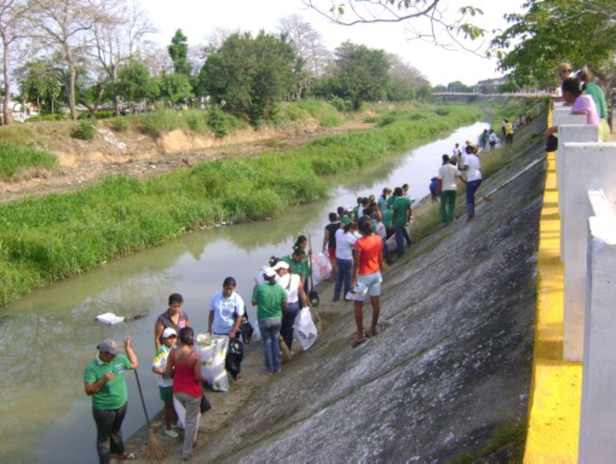 La acción de 300 personas logró despejar un kilómetro del caño.