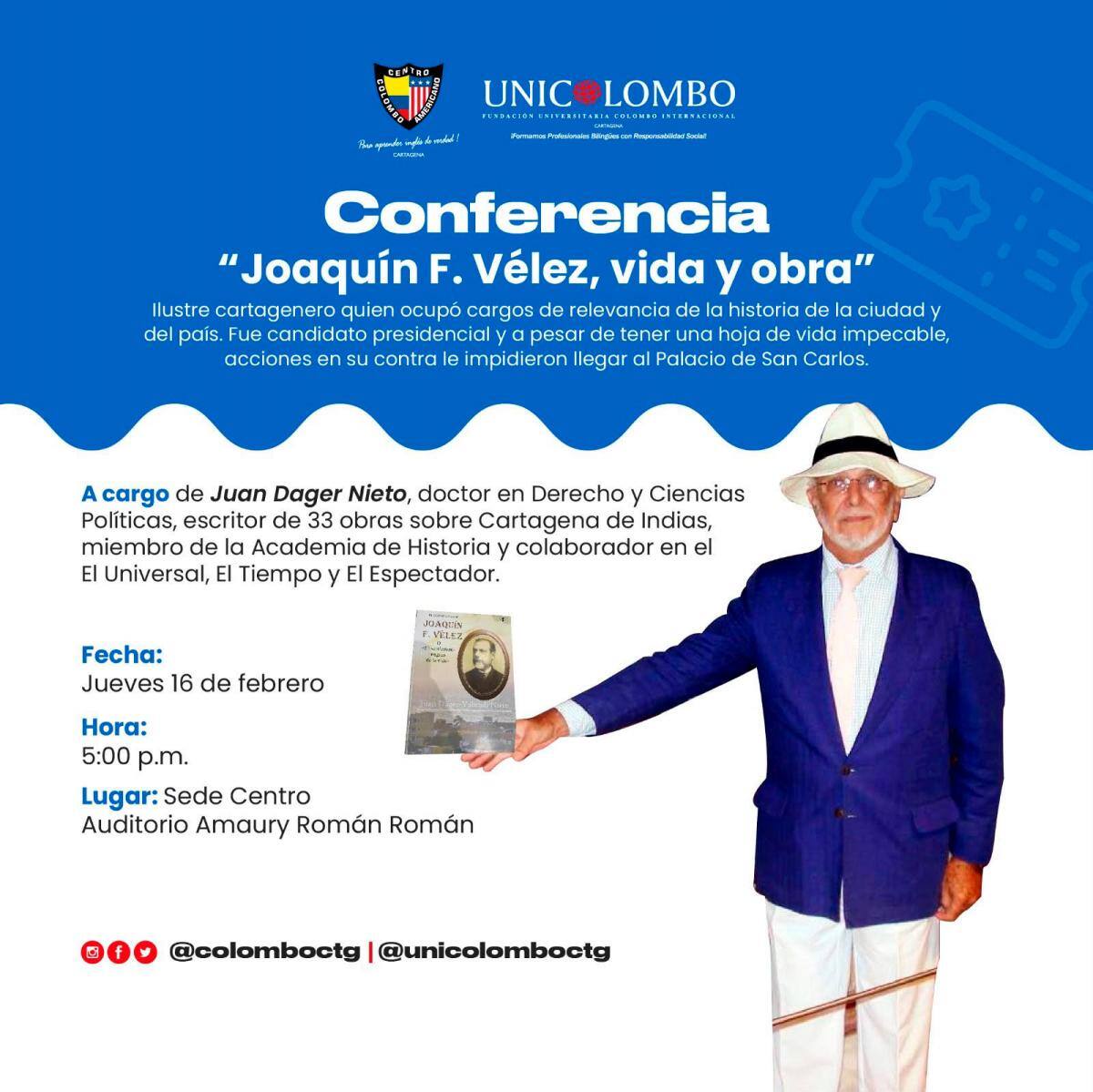 Invitación de Unicolombo a la conferencia cultural