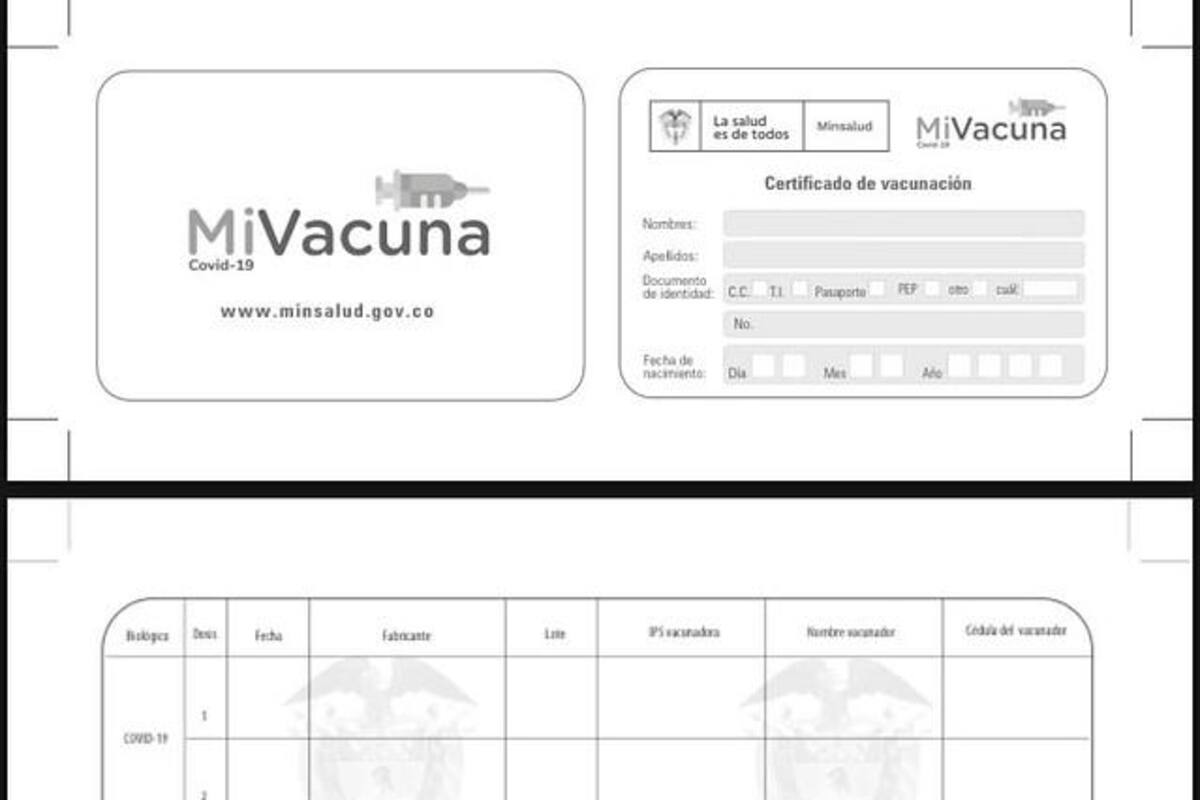 Así es el carné de vacunación que recibirán los colombianos