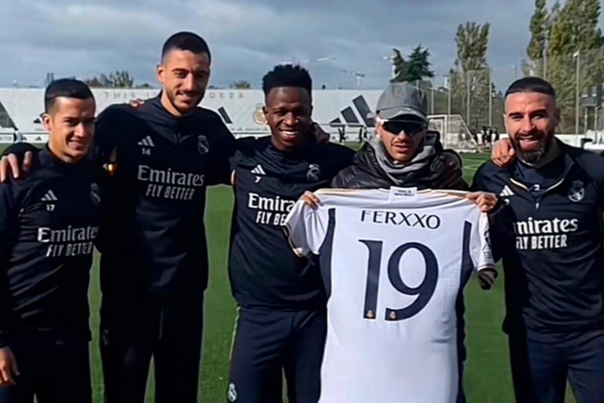 Feid compartió con jugadores del Real Madrid antes del partido de Champions