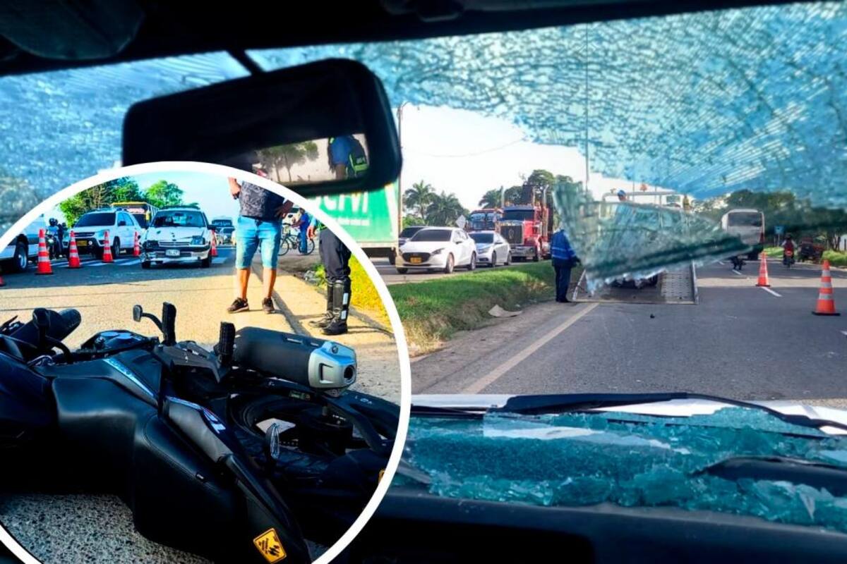 Impactante choque entre carro y moto en Villagrande deja 2 jóvenes heridos