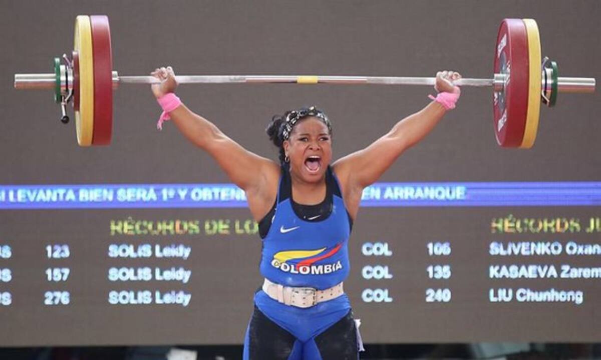 Leydy Solís, Mari Sánchez, Mercedes Pérez y Jhonatan Rivas sumaron oro para Colombia en las pesas de Barranquilla 2018. Colprensa