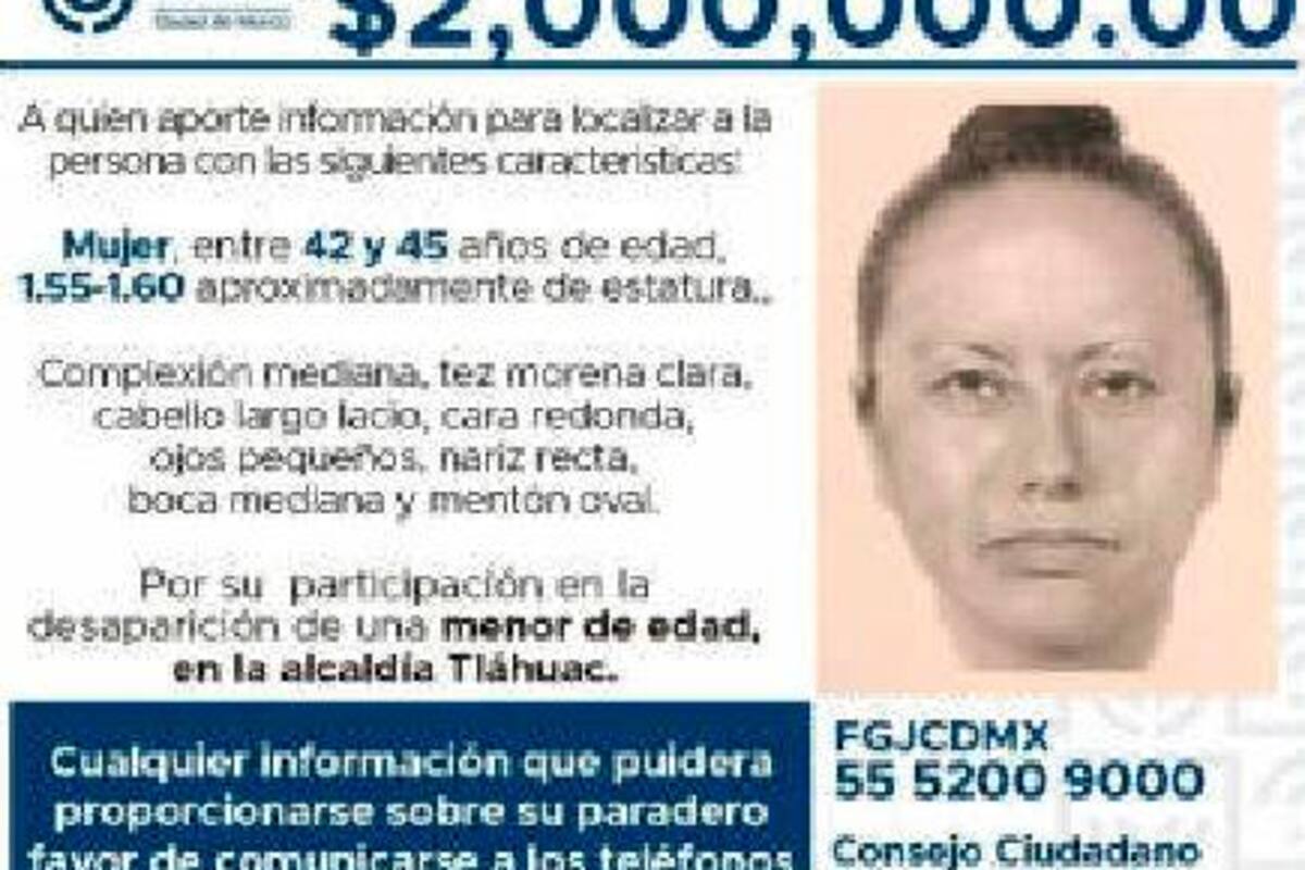 Difunden el retrato robot de mujer que secuestró a niña asesinada en México