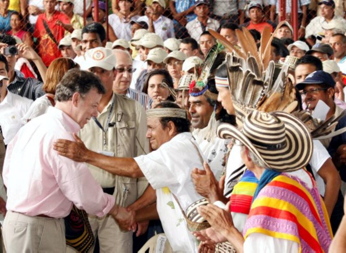 El Presidente durante el encuentro con indígenas y campesinos.