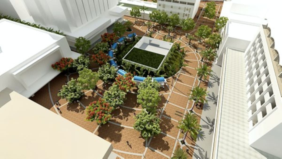 Esta imagen computarizada muestra cómo quedará la Plazoleta Olímpica una vez terminen las obras a fines de este año. CORTESÍA ALCALDÍA DE CARTAGENA