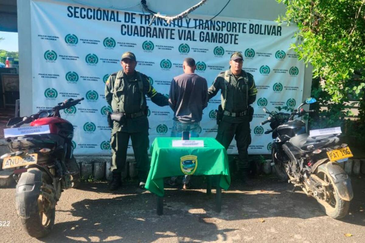 Roban moto en Marialabaja y Policía la recupera en Arjona: un capturado