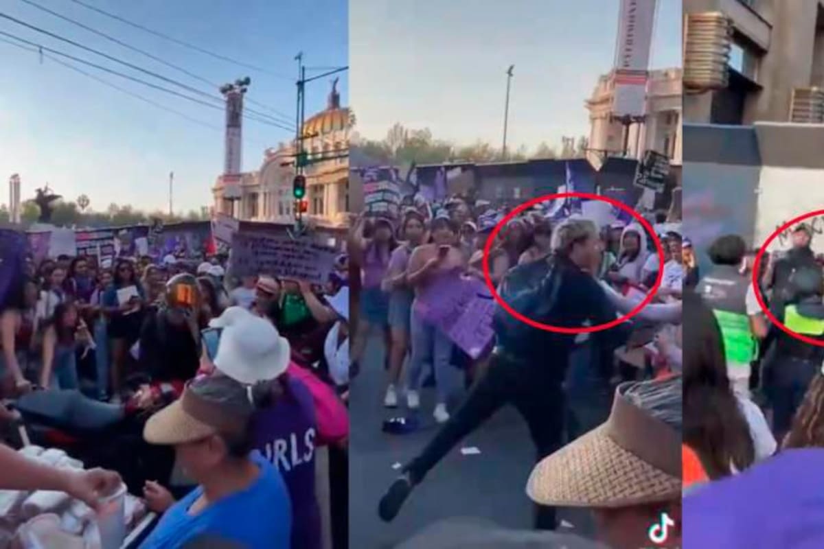 Video: hombre agredió a mujeres que participaban en marcha del Día de la Mujer