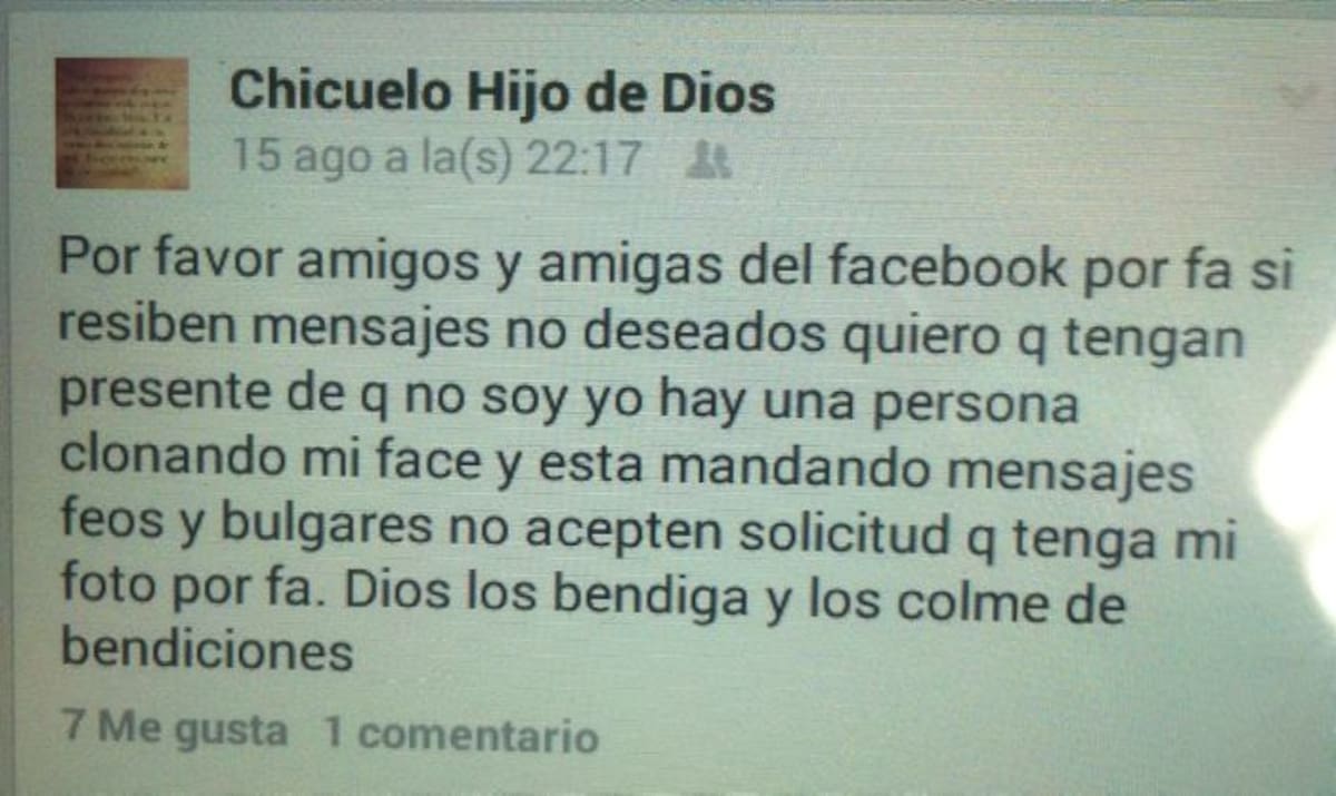 Desde su Facebook, Hermes Correa Julio alertó a sus amigos sobre la cuenta falsa. TOMADAS DE FACEBOOK