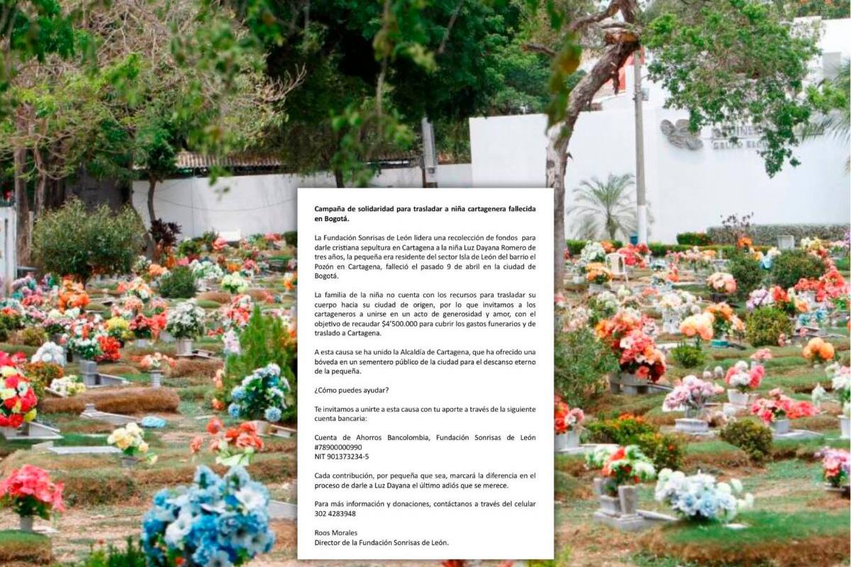 Piden apoyo urgente para trasladar a niña cartagenera fallecida en Bogotá