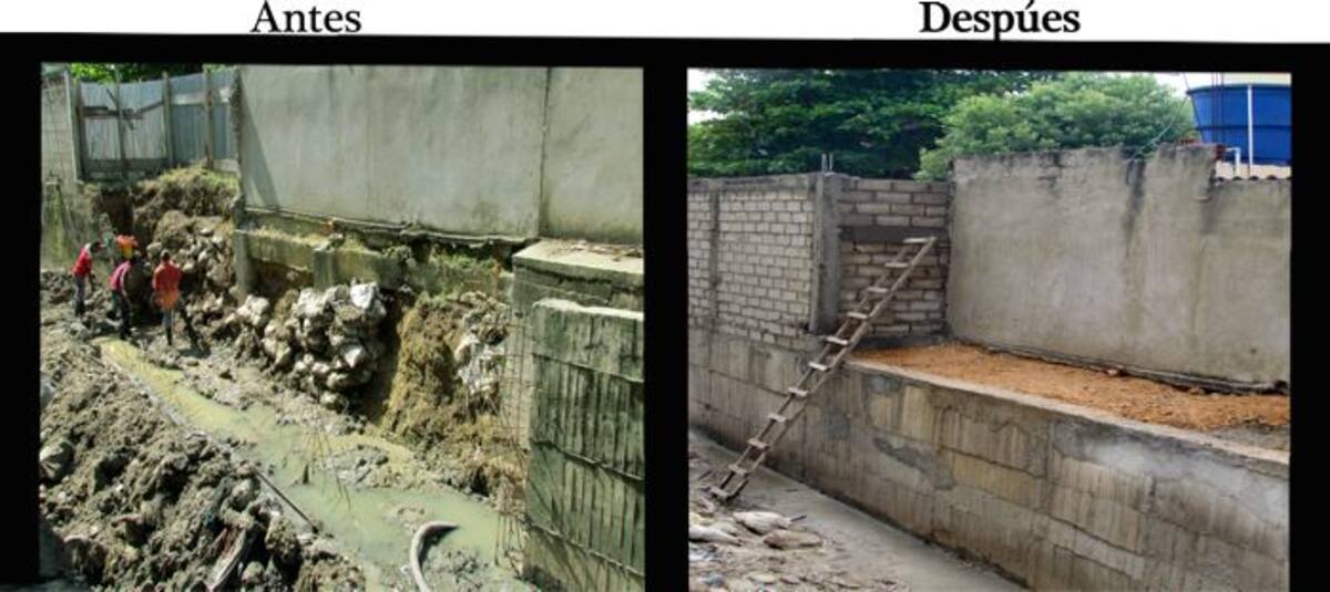 Antes y después en el Canal de Villas de la Victoria, donde se construyó el muro. CORTESÍA