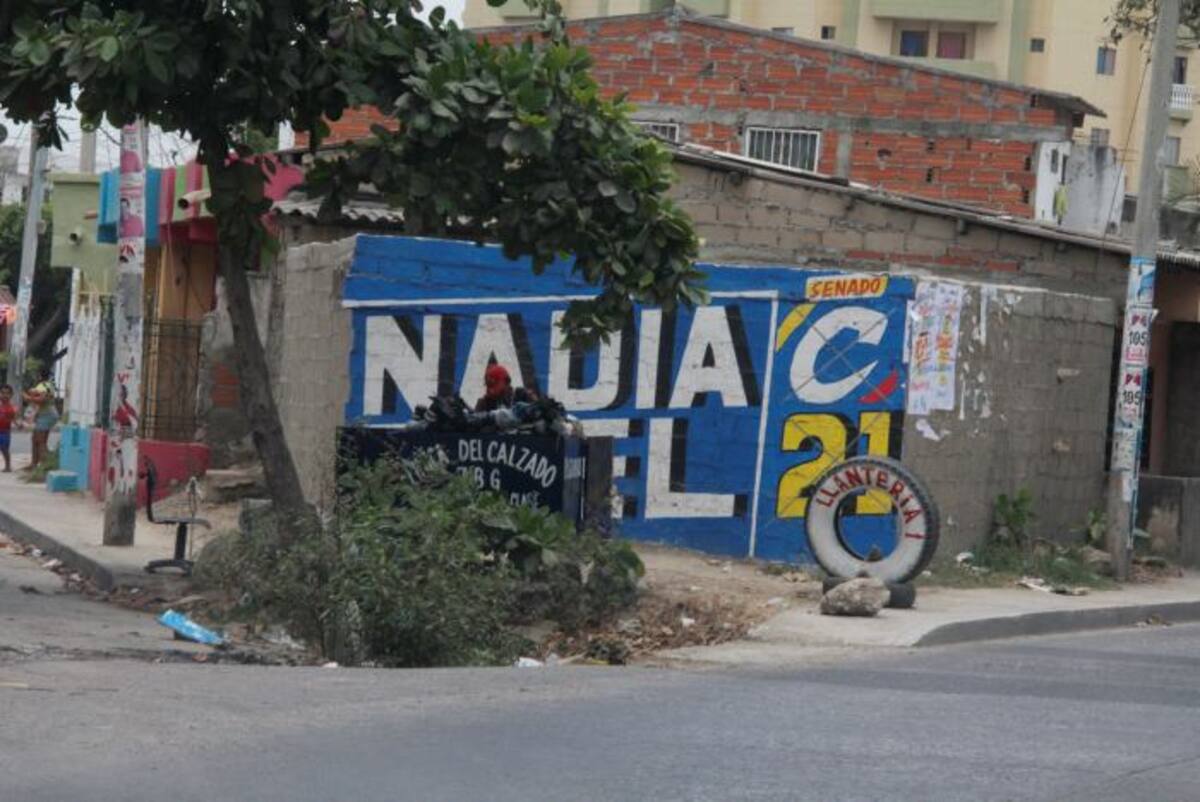 La electa senadora Nadia Blel no ha borrado los murales con su nombre. Luis Aparicio