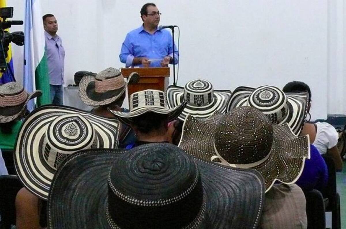 El Ministro de Comercio, Industria y Turismo, Sergio Díaz-Granados durante su intervención para la protección del sombrero vueltiao. COLPRENSA