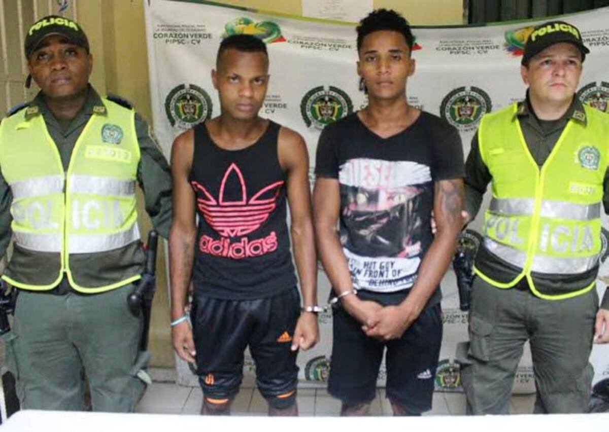 Los capturados fueron identificados como Juan David Preciado Estacio y Nilson Fernando Andrade Mosquera. Cortesía
