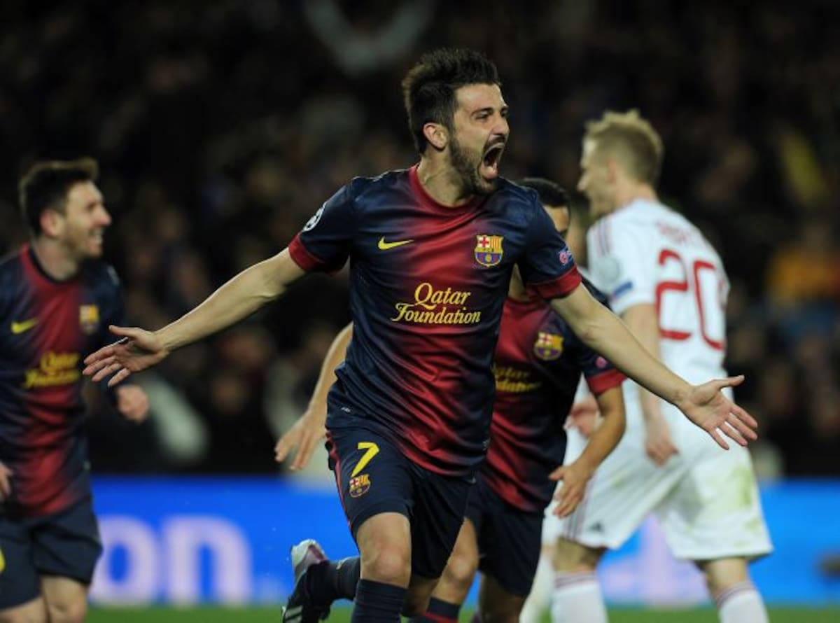 Ville celebra el gol que tiene clasificado a Barcelona AFP LLUIS GENE