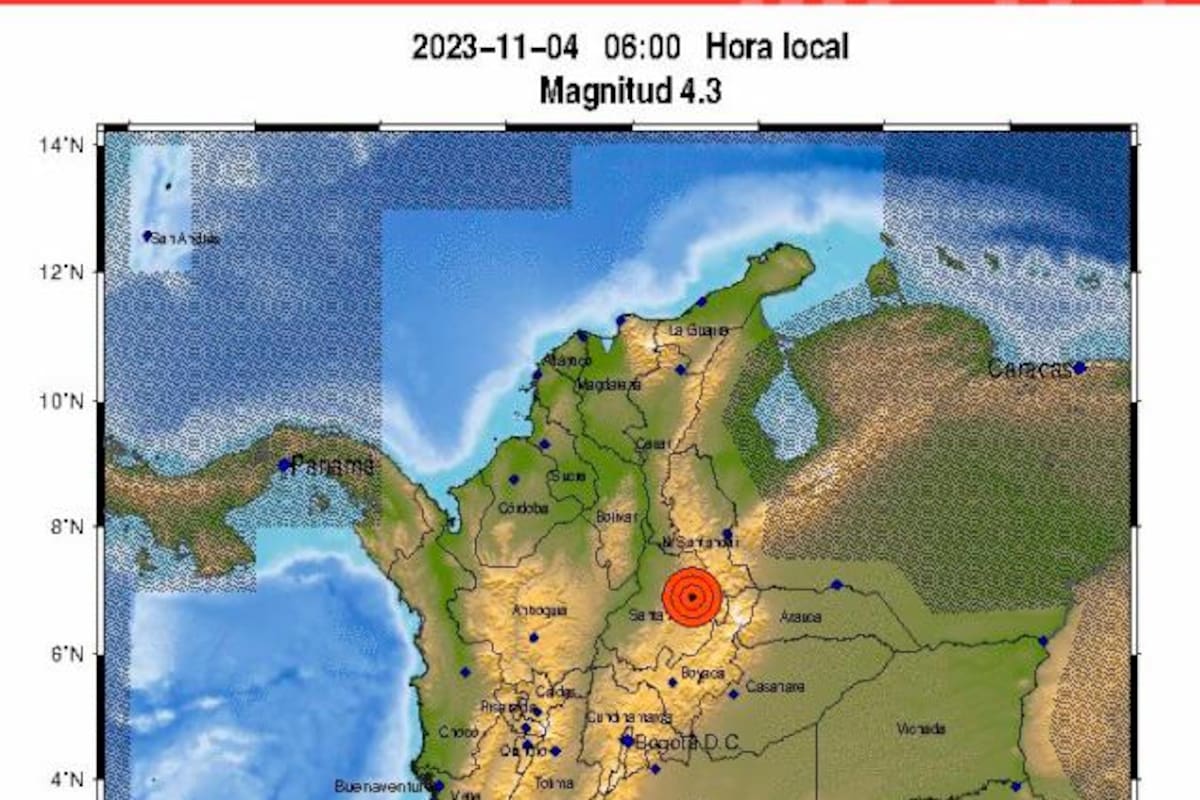 Fuerte sismo se sintió en Colombia en la mañana este sábado 4 de noviembre