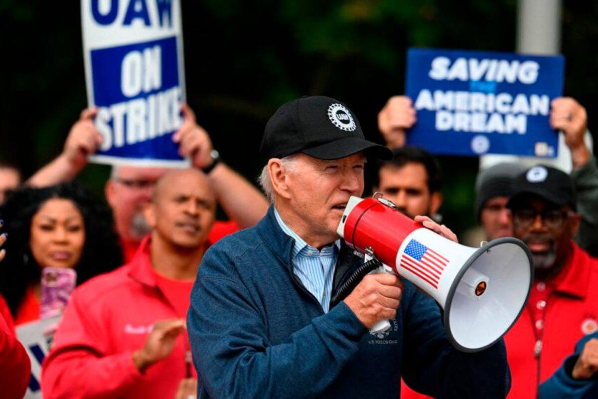 Biden es el primer presidente de EE.UU. que se suma a huelga de trabajadores