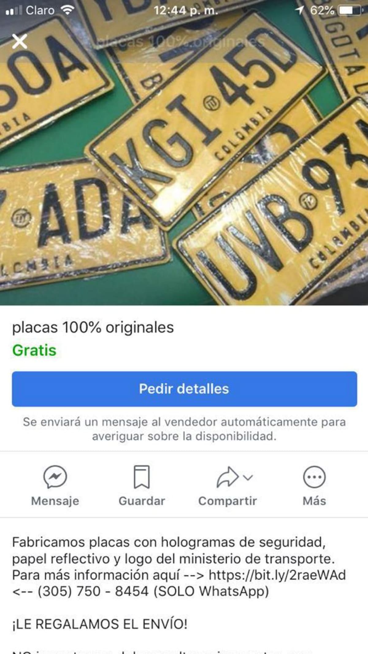 El Datt informa que solamente los organismos de tránsito son los competentes para el trámite de placas. Cortesía