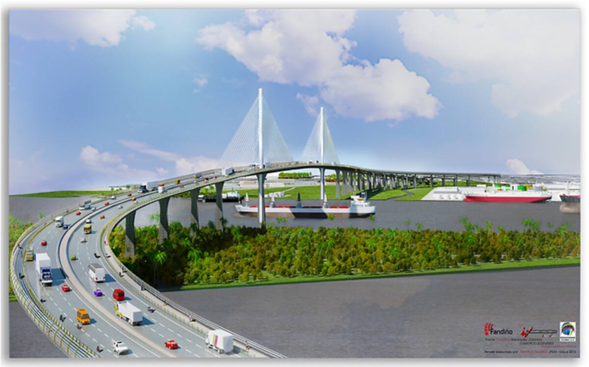 Diseño del nuevo puente que se realizará sobre el río Magdalena, en inmediaciones de la estructura del Laureano Gómez. COLPRENSA