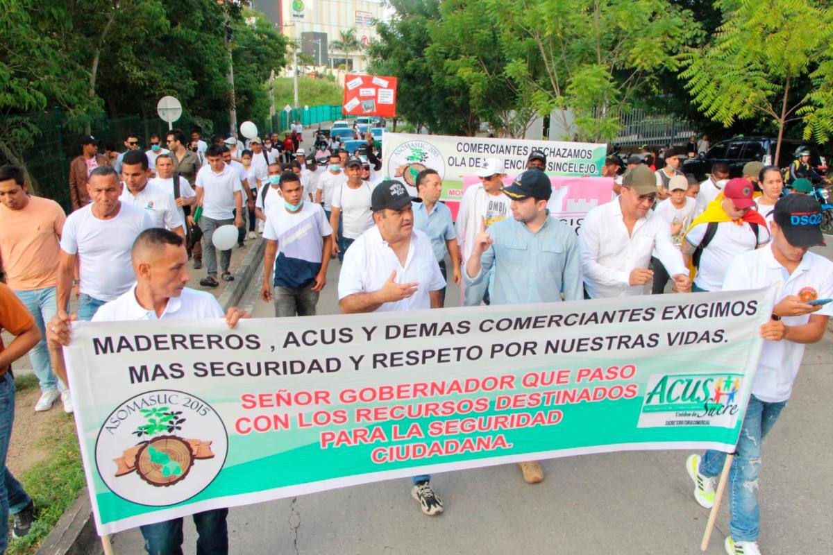 En Sincelejo: comerciantes y empresarios marchan contra la inseguridad
