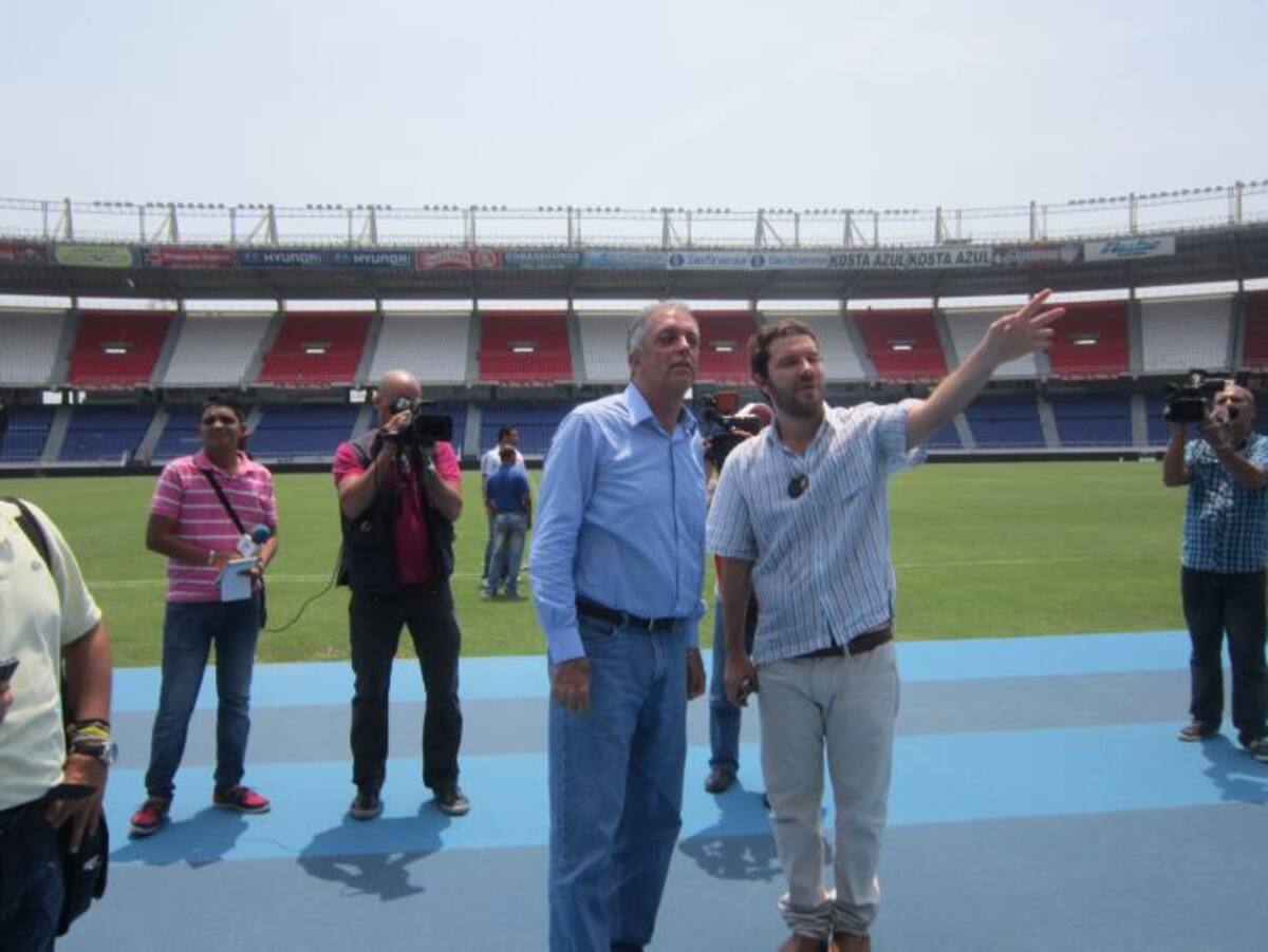 Andrés Botero y Joao Herrera en el estadio Metropolitano de Barranquilla. CORTESÍA