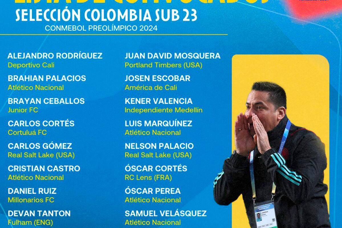 Esta es la nómina de la selección Colombia Sub-23 para el Torneo Preolímpico
