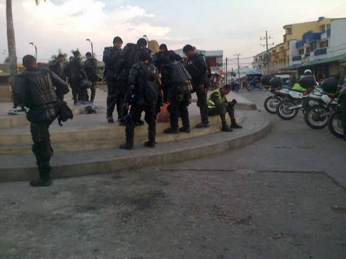 Turbaco está resguardo por personal antidisturbios. CORTESÍA