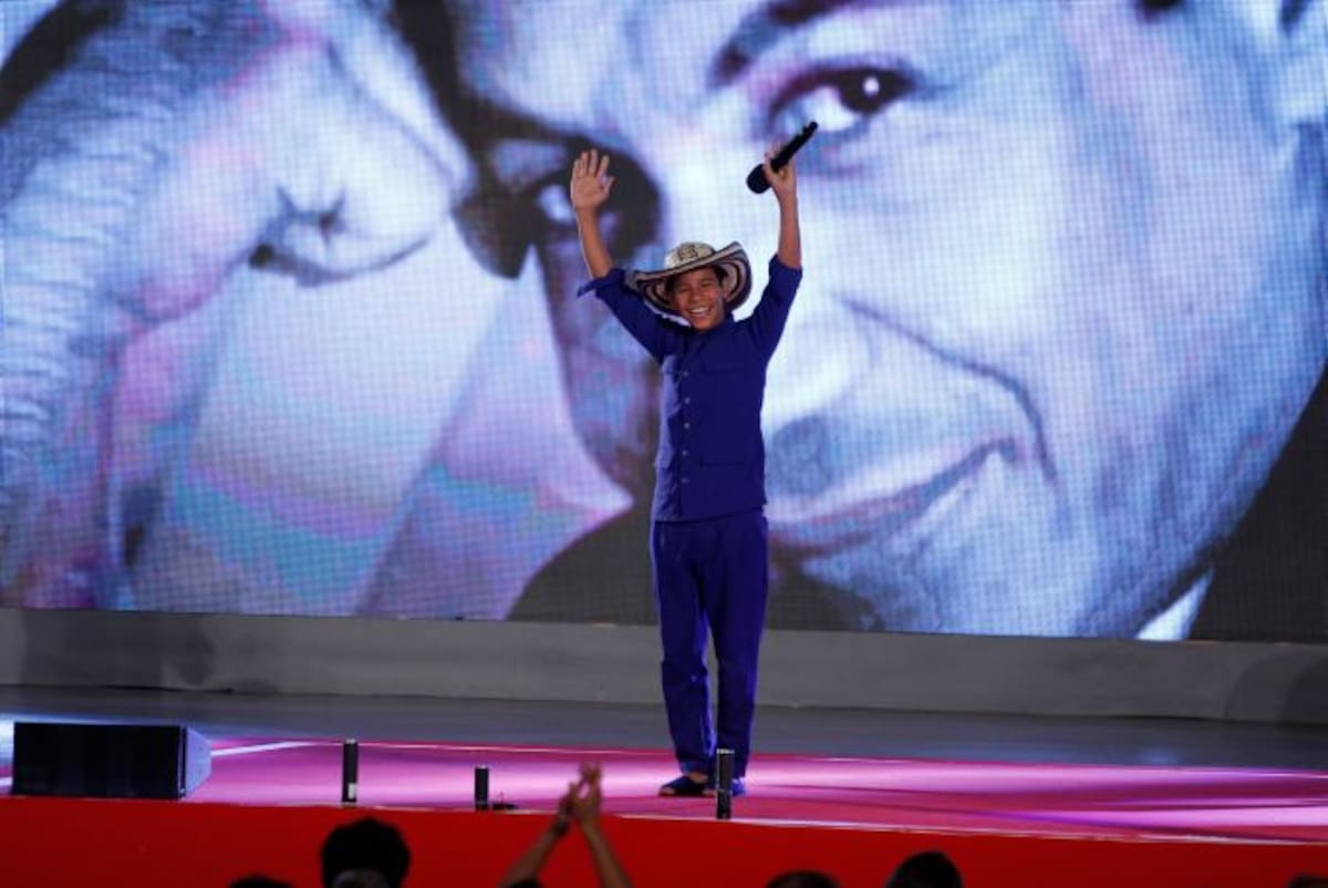 Juan Bautista, quien interpretaba a 'Diomedes Díaz' cuando niño. KAILLINE GIRALDO- EL UNIVERSAL