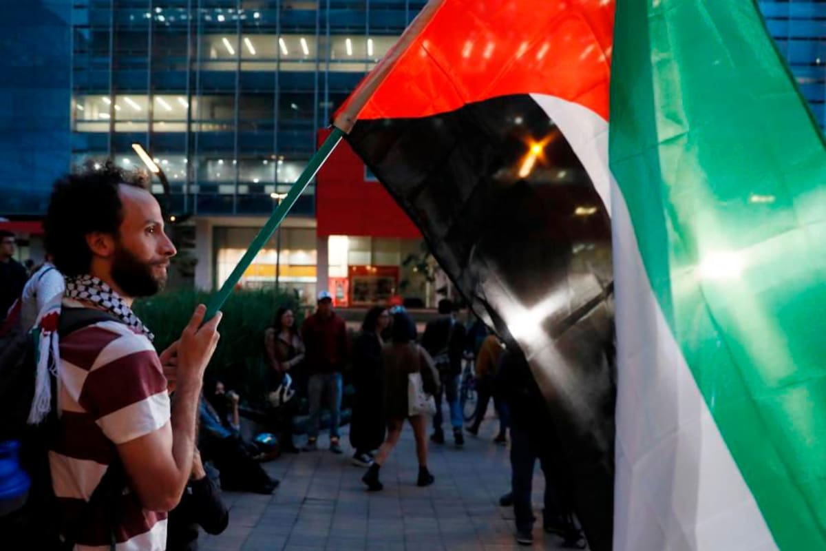 Manifestaciones en favor de Palestina en la embajada de Israel, en Bogotá