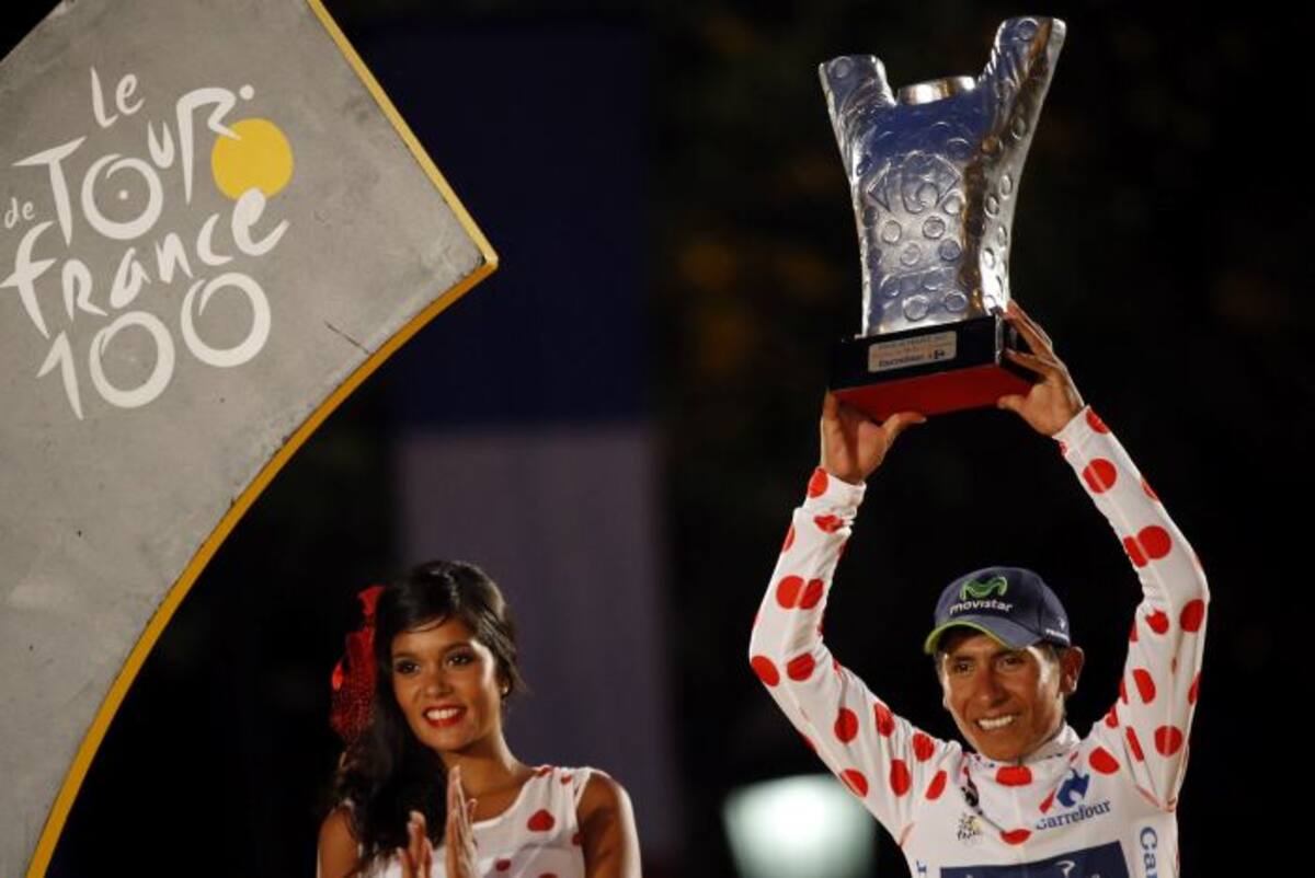 Nairo Quintana celebra en el Tour de Francia. AFP