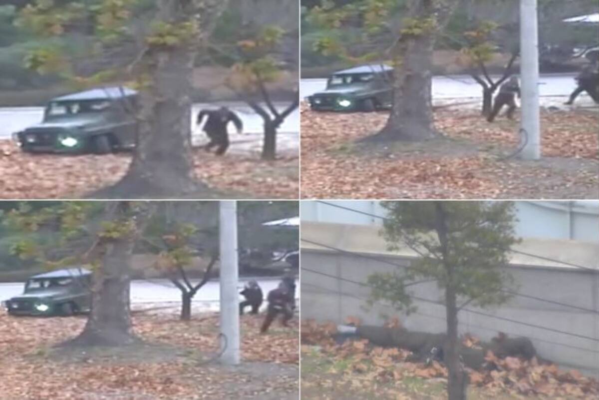 El metraje total de 7 minutos pertenece a cámaras de seguridad de la franja sur de la militarizada frontera y muestra cómo el soldado llega en todoterreno hasta escasos metros de la demarcación que divide los dos países y corre después al lado sur mientras cuatro compañeros le disparan desde muy cerca.