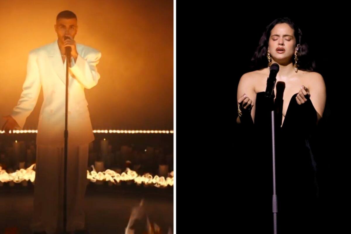 Video: entre lágrimas Rosalía le canta a Rauw y él reacciona