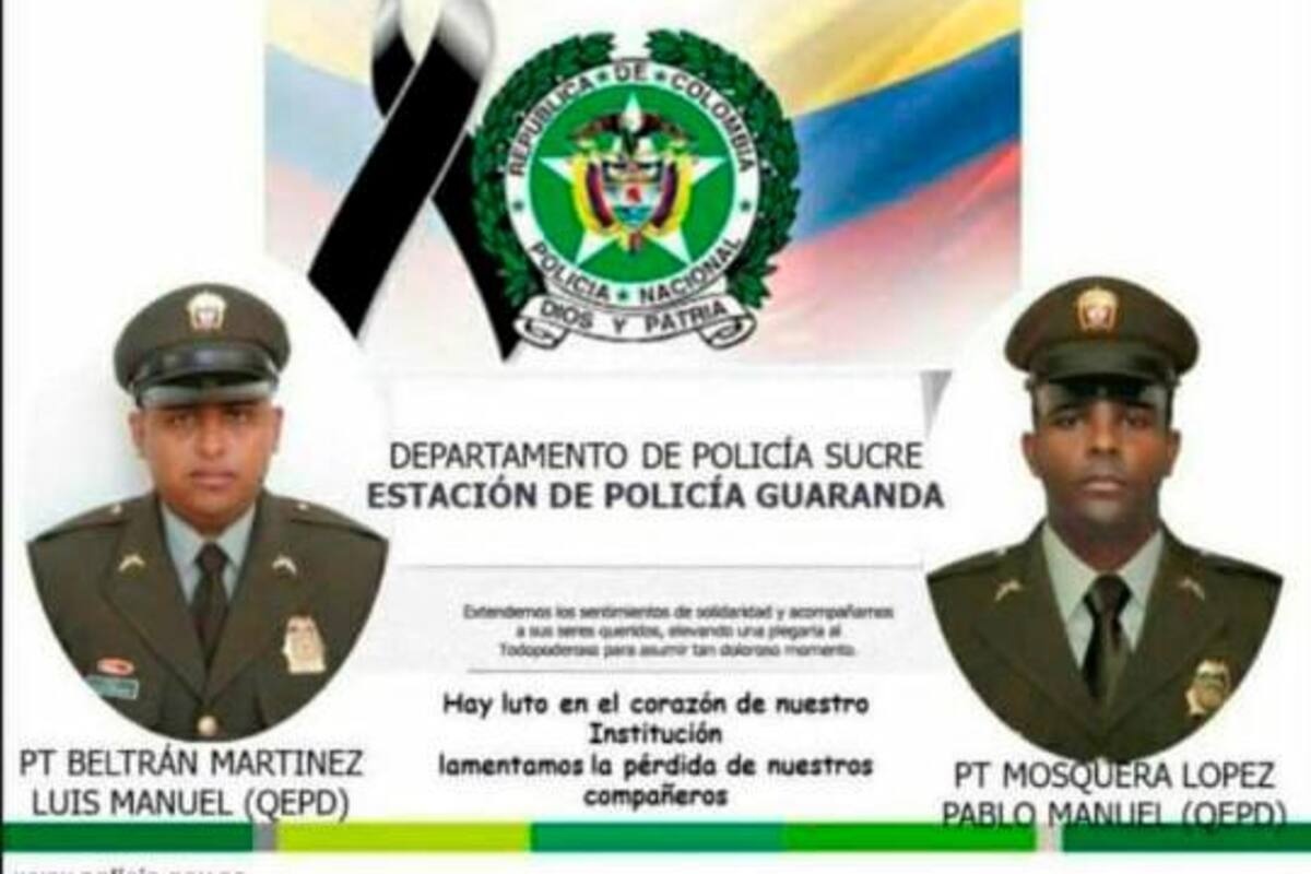 Matan a tres policías en Sucre y Antioquia: ¿Plan Pistola?
