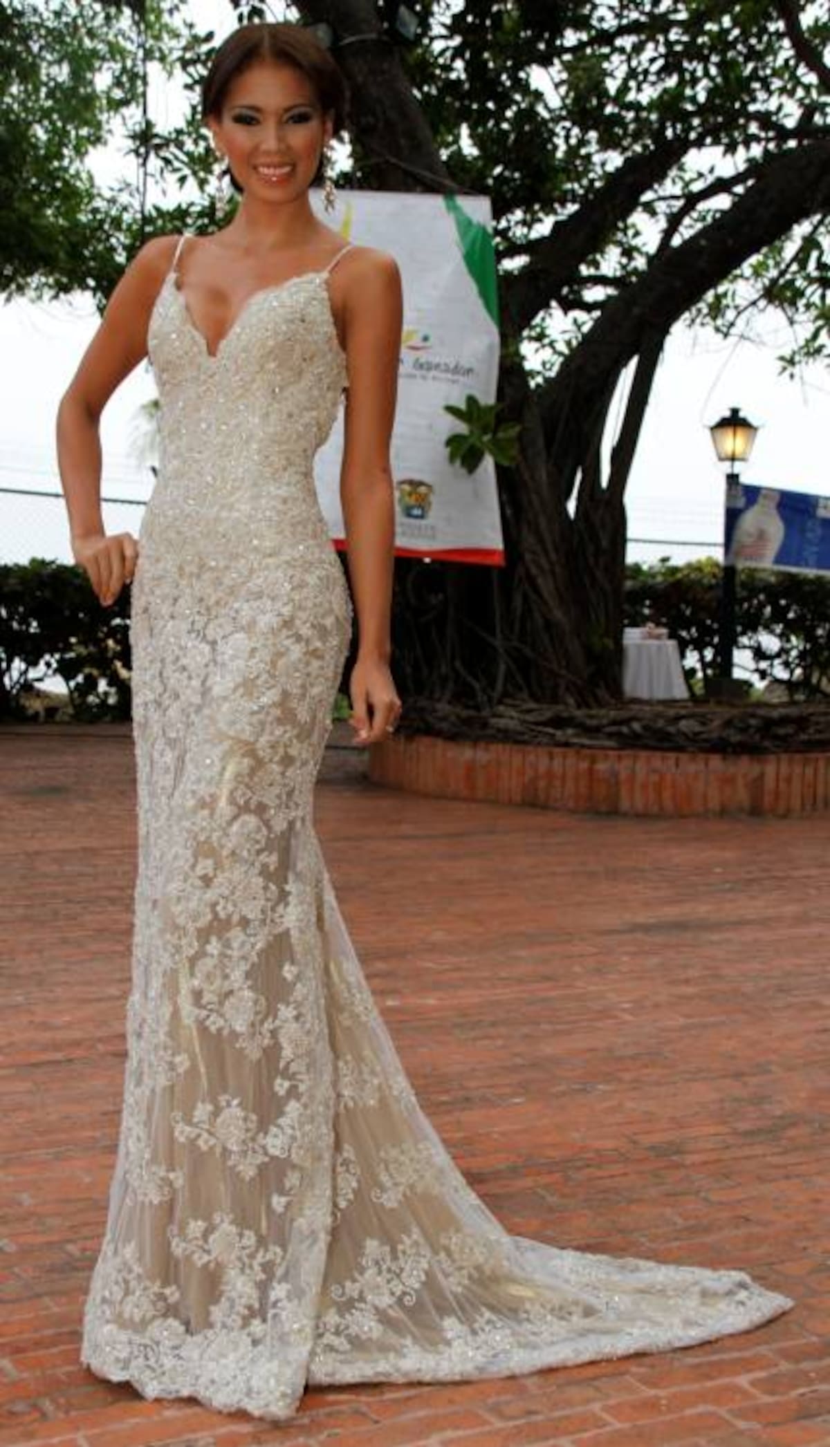 Karen Mendoza se lució con su vestido del diseñador Víctor Buelvas.