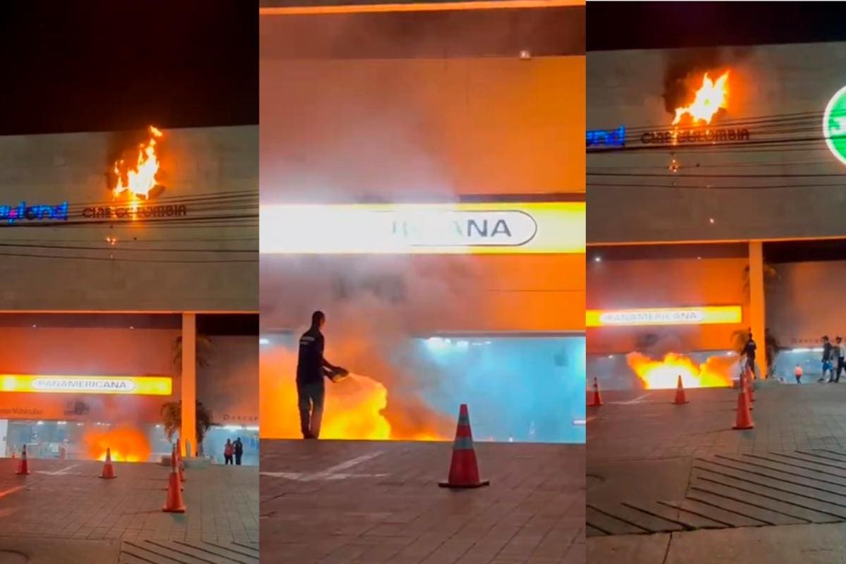 Video: Controlan incendio en la entrada del centro comercial Caribe Plaza