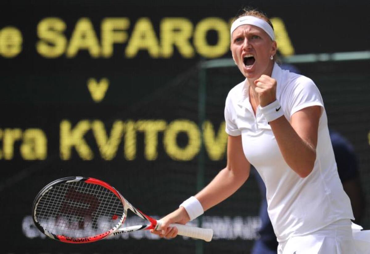 Petra Kvitova celebra su paso a la final de Wimbledon. AFP