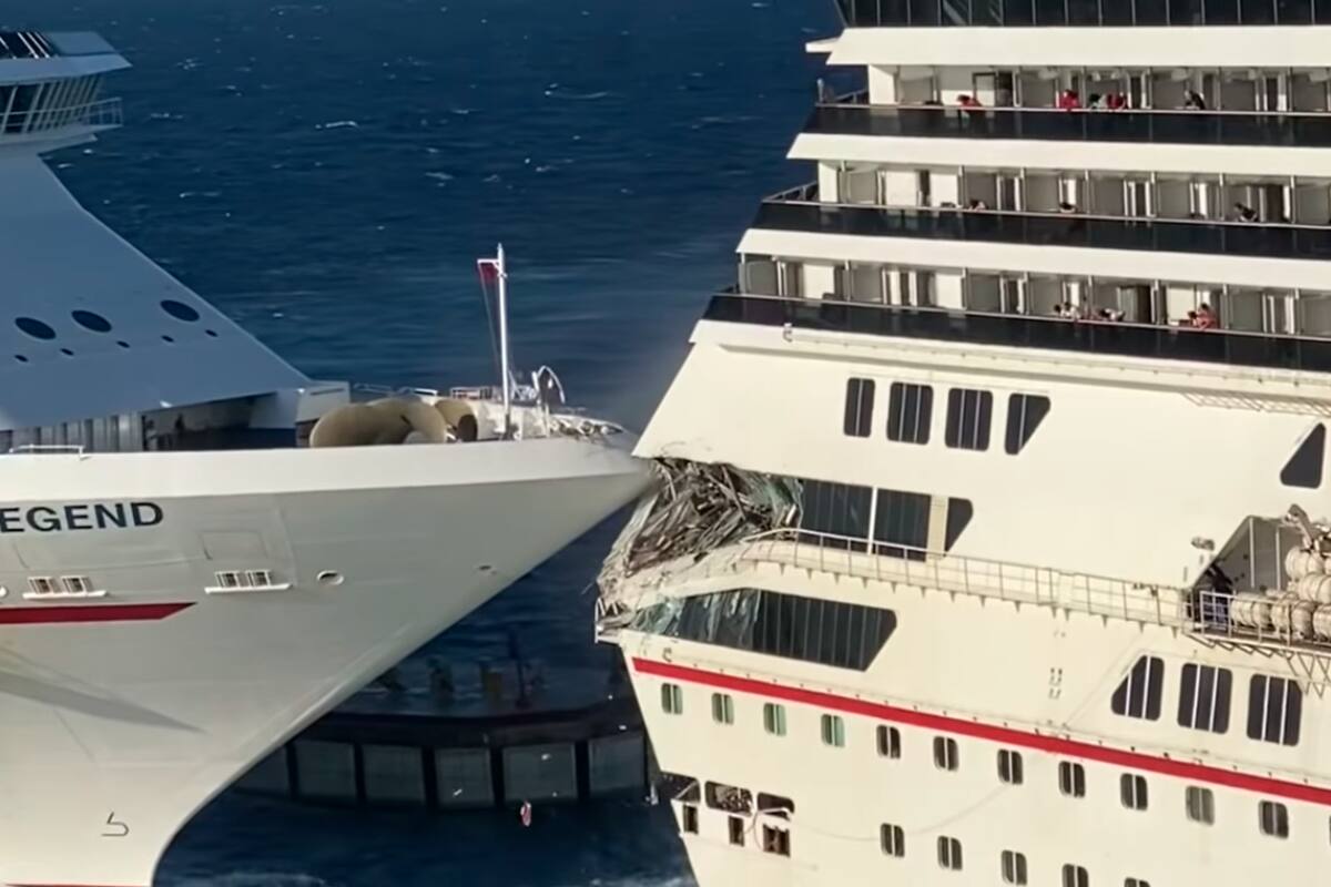 Chocan cruceros en Caribe mexicano al maniobrar para atracar