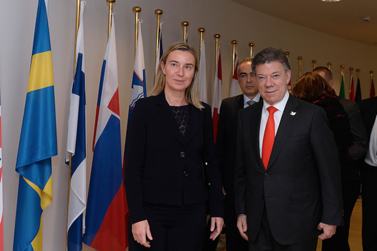 El Presidente Juan Manuel Santos y Federica Mogherini, Alta Representante para Asuntos Exteriores y Política de Seguridad. COLPRENSA