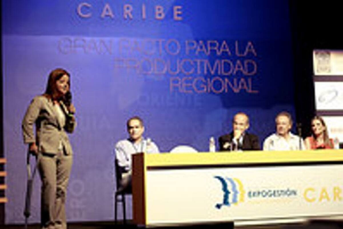 Elsa Noguera, alcaldesa de Barranquilla en su intervención en Expogestión. COLPRENSA