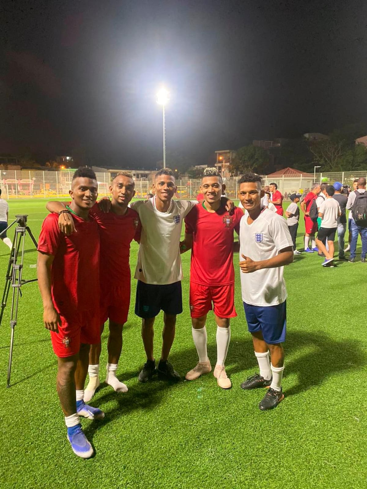 Erick Montaño, Juan José Salcedo, Marcelino Carreazo, Carlos Pájaro y Kevin Carreazo, en el Juego de las Estrellas de Los Calamares.